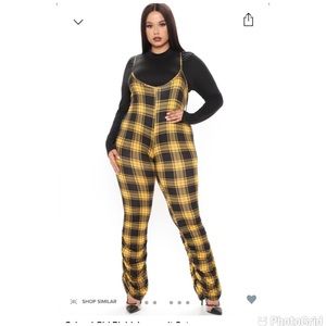 Like New- Worn Once Fashion nova plaid jumpsuit
